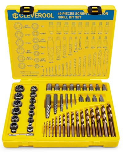 49 Pcs Screw Extractor Set with Left Hand Drill Bit - size: 49 Pieces