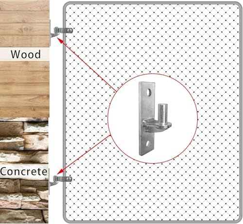 2 Pack Wall Mount Gate Hinges, Heavy Duty Wall Plate Hinges, Outdoor Chain Link Fence Gate Hinges Fence Post Link Gate Hinge, with 5/8 Hinge Pin (Screws Not Included)