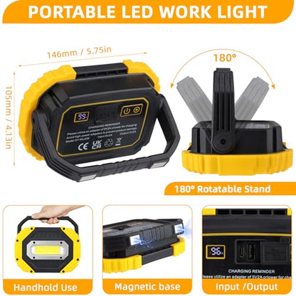 YXQUA 30W Rechargeable LED Work Light, 3000LM IP65 Magnetic Base - size: 5.75 inches