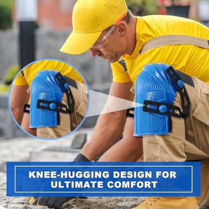 Soulchen 2 Pairs Heavy Duty Construction Knee Pads for Work, Blue - color: Blue