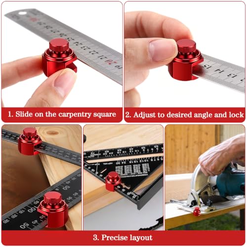 4 Pack Stair Gauge Set, Layout Tool for Framing Square, Red - color: Red