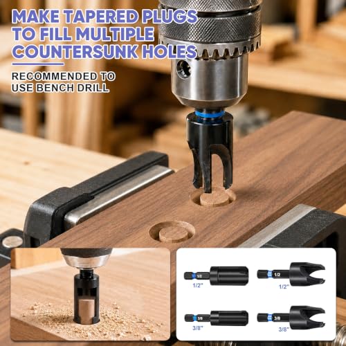 Countersink Drill Bit Set 22PCS with 20 Wood Plugs & 80 Screws for Wood