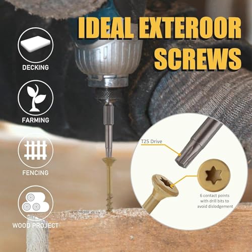 WELLOCKS #8 x 2 in Tan Deck Screws, 0.44 lbs Trial Size - size: #8×2", style: Trial size 0.44LBS