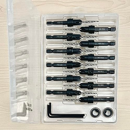 FTG USA 12 Pc #4 (7/64") Countersink Drill Bit Set with Tapered Drill Bits - size: #4, style: Same Sort 12 Pc