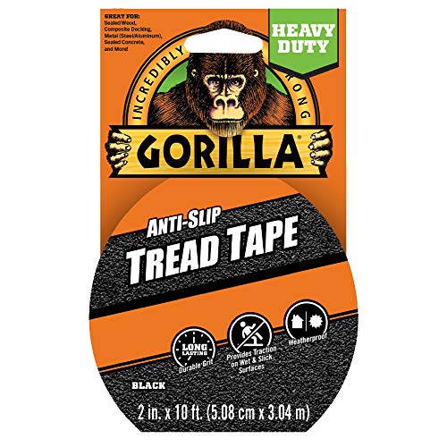 Gorilla Anti-Slip Tread Tape, 2" x 10' Roll, Black, (Pack of 4) - size: 4 - Pack