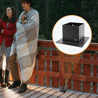 4 x 4 Deck Post Base, 8 PCS Deck Post Anchor(Inner Size 3.6" x 3.6"), Heavy Duty Steel Post Brackets, Black Powder Coated, for Deck Railing Supports Pergola Porch Post Holders - size: 8 Pcs