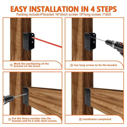 36Pcs Deck Railing Brackets Connectors,Heavy Duty Steel 1.2 inch Thickness Concealed Brackets for 2"x4" (Actual 1.5"x3.5") Wood Posts for Deck Railing,Fence,Porch, Garden Pergola - size: Parallel