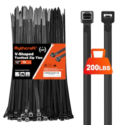 Zip Ties Heavy Duty 12 inch，V-Shaped Toothed Double Sided 200 LBS