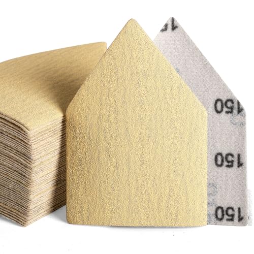 POLIWELL Triangle Sanding Sheets 50PCS 90x65mm Hook & Loop - style: 150 Girt