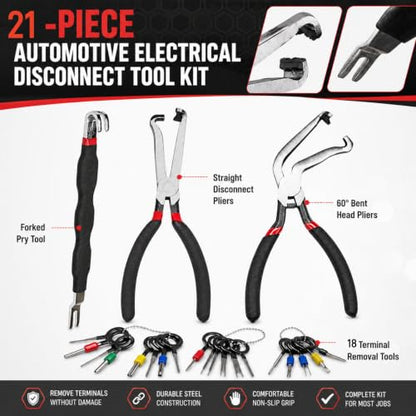 Automotive Electrical Disconnect Pliers, 21-Piece