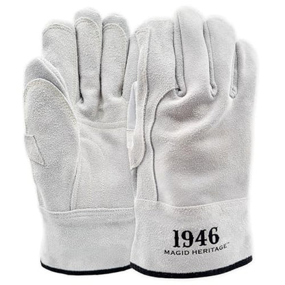 MAGID 1946 Heritage Split Cowhide Para-Aramid Stitched High Heat Leather Gloves, 8/Medium, 12 Pairs, T1756 - size: 8/Medium, style: 12 Pairs