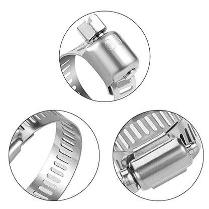 LOKMAN Stainless Steel Hose Clamp Assortment Kit- 60 Pieces, Adjustable 1/4''- 1-1/2'' (6-38mm) Worm Gear Metal Fuel Line Clamp for Plumbing, Automotive And Mechanical Applications (Pack of 3) - size: Assortment Kit 1 (Pack of 3)