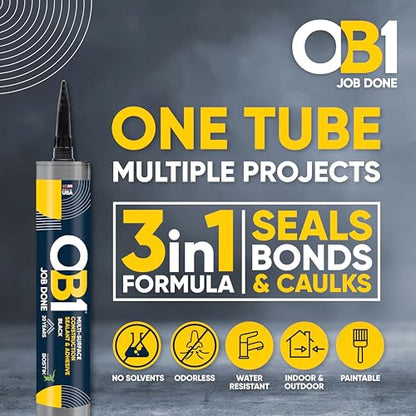 OB1 Universal Caulk Sealant & Adhesive Black 10.1oz - 1 Cartridge - color: Black, size: 10.1oz