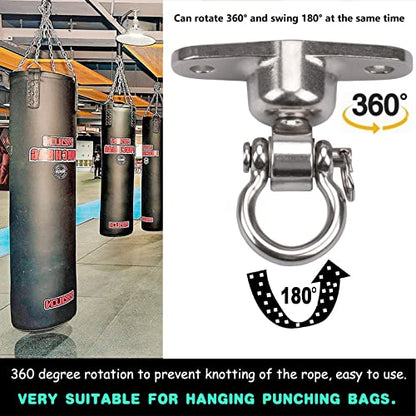 2 Antirust Swing Hanger Heavy Duty 360°+180°Rotation 1500LB Capacity Wood Playground Yoga Hammock Chair, Rope sandbag - style: 2 Pack