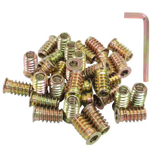 50 Pcs Threaded Inserts for Wood, 1/4"-20 x 20mm - size: 1/4"-20 x 20mm