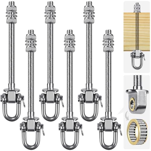 SELEWARE Heavy Duty Swing Hanger with Bearings, 6 Pack Porch Swing Hardware - color: D: 6 Pack