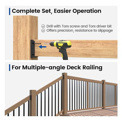 Muzata 40 pcs Deck Railing Brackets Connectors for 2x4 Wood Post WT11