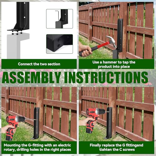 2 Pcs Fence Post Repair Kit – Heavy Duty Metal Ground Stakes for Wood Post Support, Fix Tilted or Broken Fence Posts – Durable Anchor Stabilizer for Outdoor Garden, Yard, and Farm Fencing
