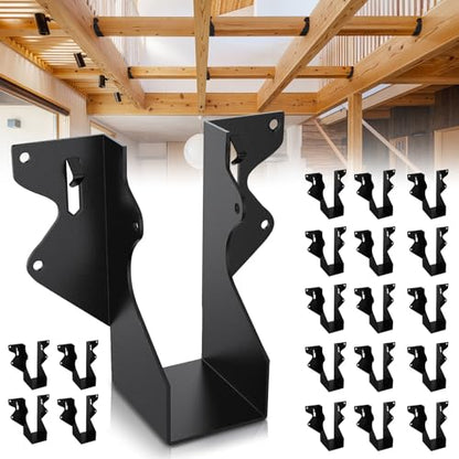 20Pcs Black 2x4 Joist Hangers for Wood,18 Gauge Metal Face Mount Joist Hanger,Lu24 Joist Hangers Powder Coating,Hurricane Ties for Rafter,Rafter Brackets 2x4 for Deck,Floor,Roof Overhang,Ceiling Joist - size: 20 Pcs 2x4 Joist Hanger, style: Black