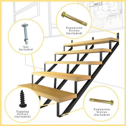 5 Step Metal Stair Step Steel Riser Stringers for 34.7" Height Deck, 3Packs - size: 5 Steps