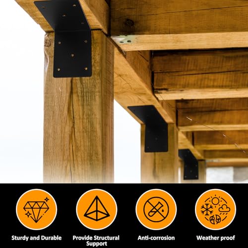 4 Pcs 6"x6"x5" L Right Angle Bracket, Heavy Duty Steel 3MM - size: L-6''X6''X5''