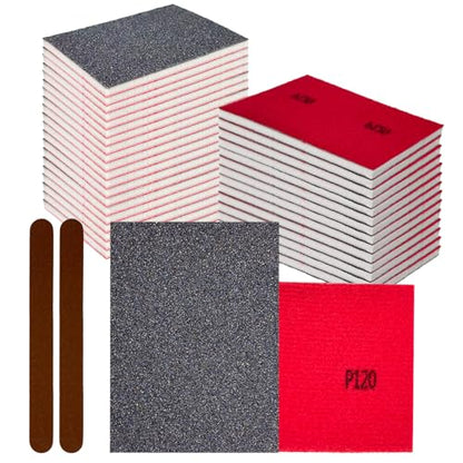 26PCS Hook & Loop Sanding Sponge, Washable and Reusable Sanding Blocks - size: 120 Grit