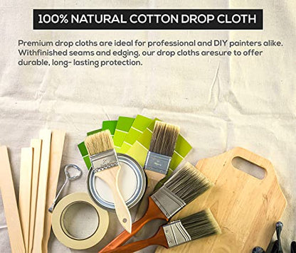 Canvas Drop Cloth for Painting (Size 4x12 Feet - Pack of 2) Painters Drop Cloth for Painting, Furniture, Curtains & Floor Protection - All Purpose Thick Canvas tarp with Double Stitched Edges - size: 4x12 Feet - Pack of 2