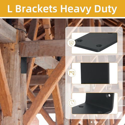 8-Pack 6" x 6" x 2⅜" L Right Angle Bracket, Heavy Duty Corner Bracket - size: 6" x 6" x 2-3/8"