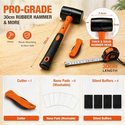 Floor Gap Fixer Tool Dual 45°Striking Surface &Heavy Duty Suction Cup - Plank Grabber for Laminate, Vinyl, LVP & Wood Floors