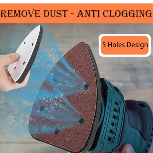 4 Pack Triangle Sanding Pads - Hook & Loop Interface with 5 Holes - EVA Foam - Compatible with Mouse Sander & Detailed Surfaces - size: Triangle | 5 Holes