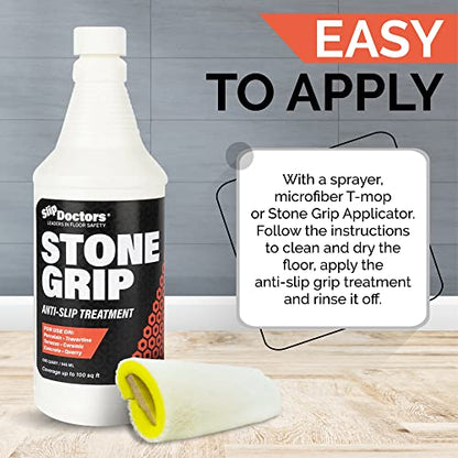 Stone Grip Industrial (Quart) Non-Slip Floor Treatment for Tile and Stone to Prevent Slippery Floors. Indoor/Outdoor, Residential/Commercial, Works in Minutes for Increased Traction - style: Quart