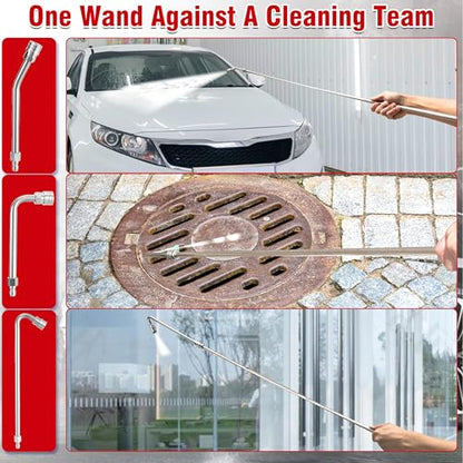120" Pressure Washer Extension Wand with 5 Nozzle Tips, 4000 PSI - color: Silver-white