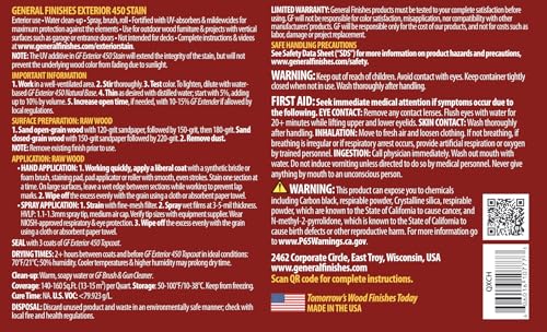 General Finishes Exterior 450 Water Based Wood Stain, 1 Quart, Chestnut - color: Chestnut, size: 1 Quart