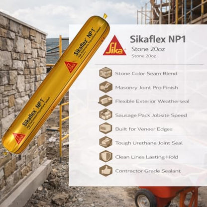 Sika Sikaflex NP1 (FKA MasterSeal NP 1) Stone 20 oz Sausage Pack Polyurethane Construction Sealant Color-Matched for Stone Brick & Concrete Expansion & Control High-Movement Exterior Perimeter Joint - color: Stone