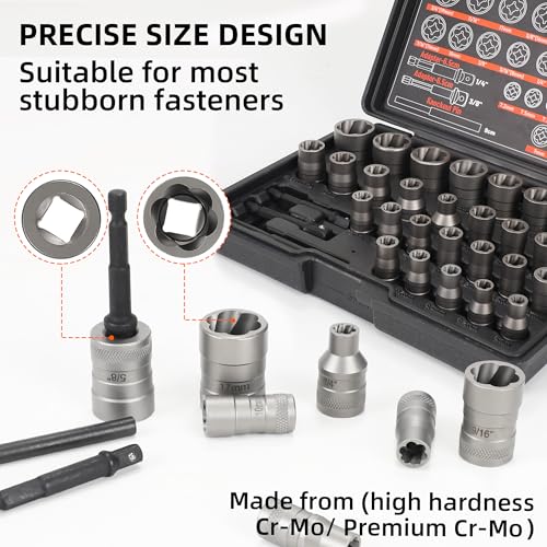 Bolt Extractor Set, 32Pcs Stripped Bolt Remover Lug Nut Remover - size: 32pcs
