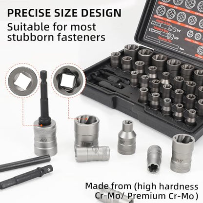 Bolt Extractor Set, 32Pcs Stripped Bolt Remover Lug Nut Remover - size: 32pcs