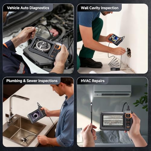 Dual Lens Endoscope Camera with Light, 4.3" 1080P HD Inspection Camera - size: 4.3in