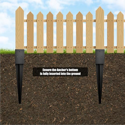 6-Pack 24"x4"x4" Fence Post Anchor Heavy Duty Metal Ground Spike - size: 24IN