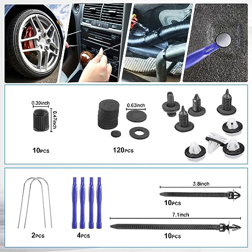 Uolor 342Pcs Trim Removal Tool Kit, Car Panel Door Audio Radio Stereo Removal Tools, Auto Push Pin Bumper Retainer Clip Set/Fastener Terminal Remover Tool/Car Upholstery Repair Pry Kit Auto Clip Plier