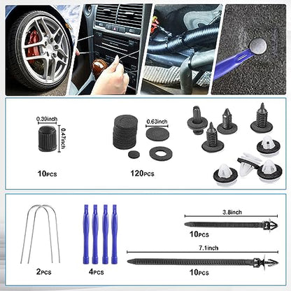 Uolor 342Pcs Trim Removal Tool Kit, Car Panel Door Audio Radio Stereo Removal Tools, Auto Push Pin Bumper Retainer Clip Set/Fastener Terminal Remover Tool/Car Upholstery Repair Pry Kit Auto Clip Plier