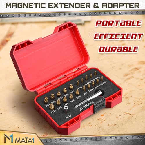 Titanium Screw Extractor Set for Stripped, Broken, Damaged Screws - 22 pc, Silver & Gold - Remover Kit with Drill Bits, Extractors, Bit Extension & Socket Adapter