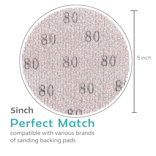 Mesh 5 inch 6 inch Sanding Discs 35PCS Hook and Loop Sanding Discs, Dust-Free, Ideal for Metal, Wood, Composites, Stock Removal, and Fine Finishing (5in, 80 Grit) - style: 5in, 80 Grit