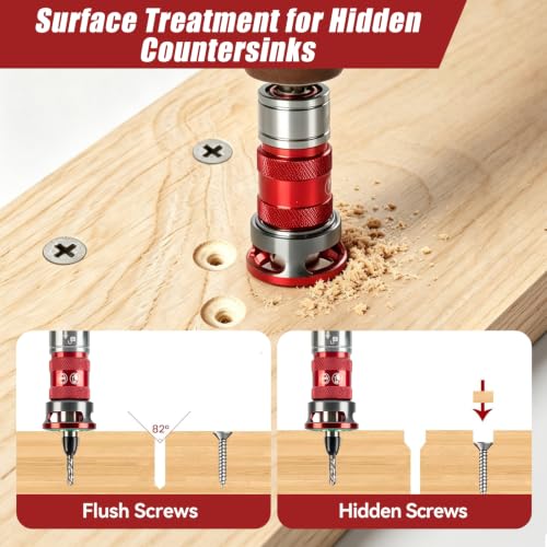 14 Pcs Countersink Drill Bit Set, self-Locking Device Quick-Adjust
