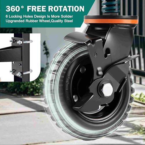 2 Pack 6 Inch Gate Wheel with Brake,Heavy Duty Fence Wheel 360° Swivel, Spring Shock Absorption, 1000LB Capacity, All-Terrain Rubber Tire & Metal Bracket for Sliding Farm Garden Gates - style: 6 inch-2pack