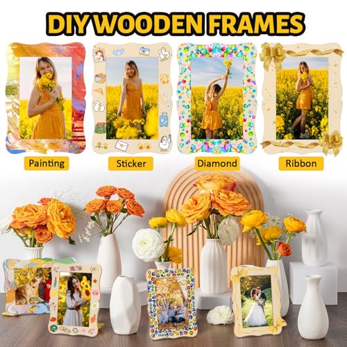 15 Pack Wooden Picture Frames for Crafts Wooden Frames for 4 x 6 Photos - color: Wave Shape-15