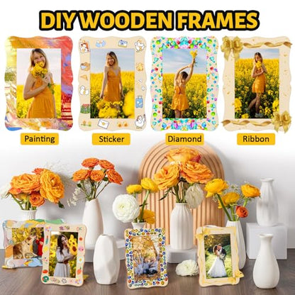 15 Pack Wooden Picture Frames for Crafts Wooden Frames for 4 x 6 Photos - color: Wave Shape-15