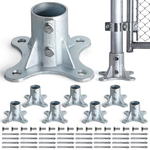 Post 2.5" (2 3/8" OD) Chain Link Fence Post Floor Flange Bracket, for Chain Link Fence Posts, Mailboxes, and Other Steel Round Post Galvanized Anchor Flange Bases (8 Pack) - size: 2.5"