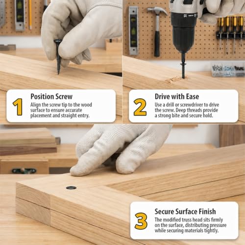 BCP Fasteners #8 x 3/4" Black Modified Truss Head Wood Screws, 100 Pack