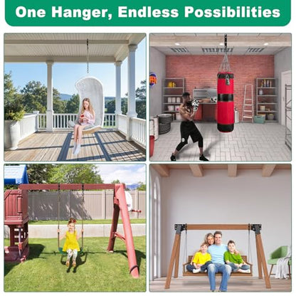 SELEWARE Heavy Duty Swing Hangers, Swing Set Accessories for 4x6 Wood Beam - color: A: Black-2 Pcs