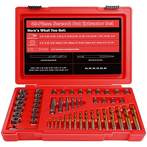 53 Pcs Spiral Screw Bolt Extractor Set Left Hand Drill Bit - size: 53Pcs